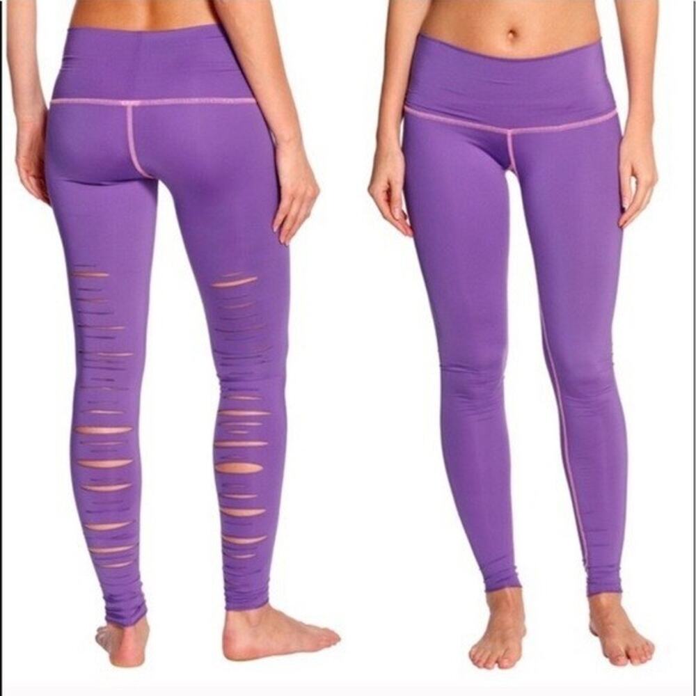 Teeki Leggings Purple Laser Large Jimi Style Pilates Yoga Anti Microbial Gym